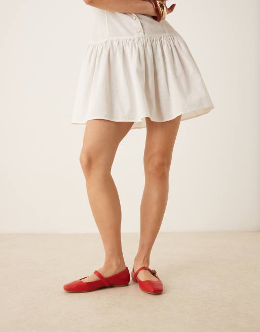 ASOS DESIGN Lottie Mary Jane Ballet Flats in red