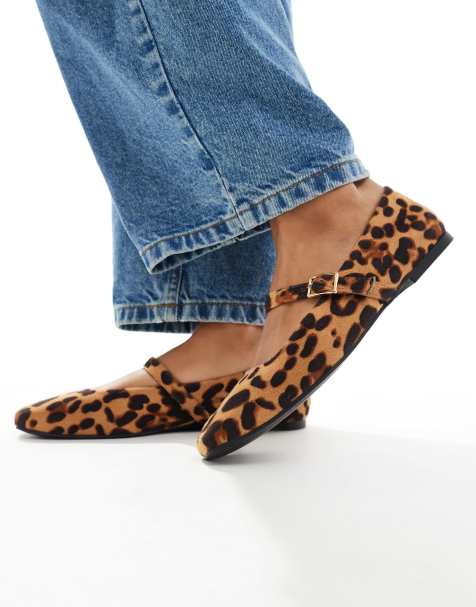 ASOS DESIGN Lottie Mary Jane Ballet in leopard suedette - view 1