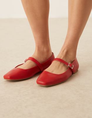 ASOS DESIGN Lottie Mary Jane Ballet in red