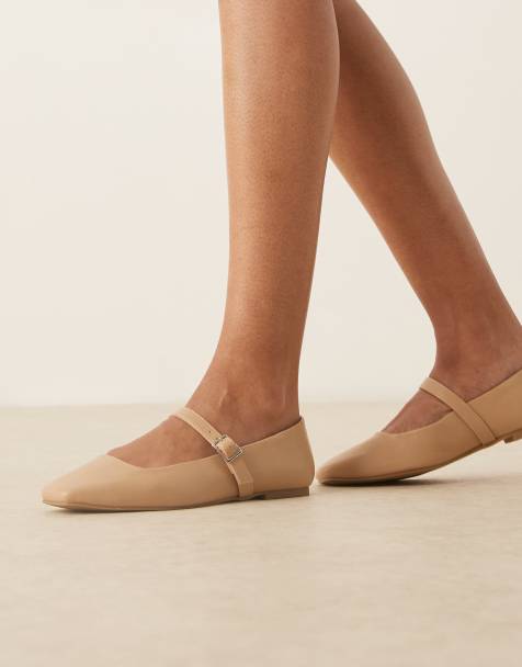 ASOS DESIGN Lottie mary jane ballets in beige - view 1