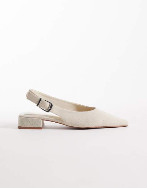 ASOS DESIGN - Lotto - Slingback ballerina's met brede pasvorm in naturel linnen - view 1