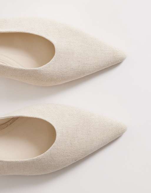 ASOS DESIGN - Lotto - Slingback ballerina's met brede pasvorm in naturel linnen, 2 van 4