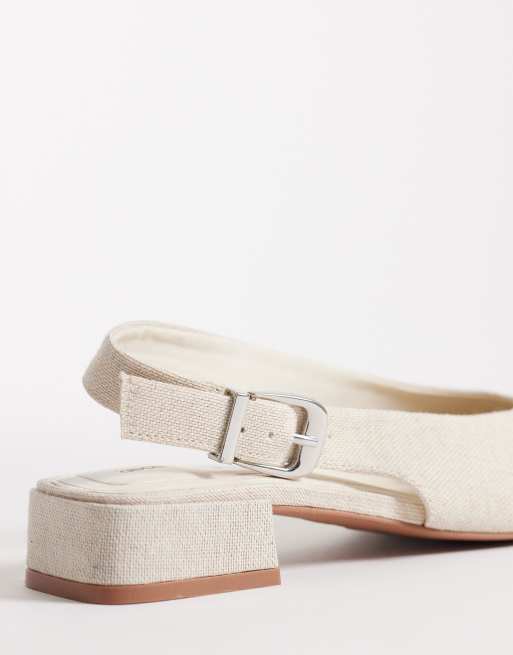 ASOS DESIGN - Lotto - Slingback ballerina's met brede pasvorm in naturel linnen, 4 van 4