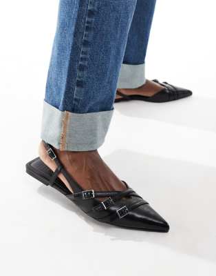 Asos Design Lotto Slingback Ballet Flats In Black