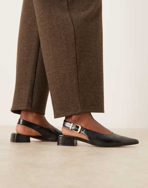 ASOS DESIGN Lotto slingback ballet flats in black - view 1