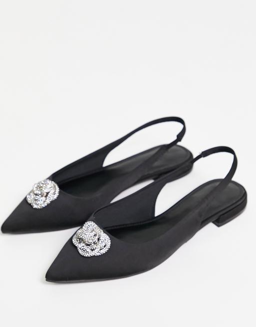 Black hot sale embellished flats