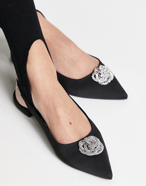 satin black flats