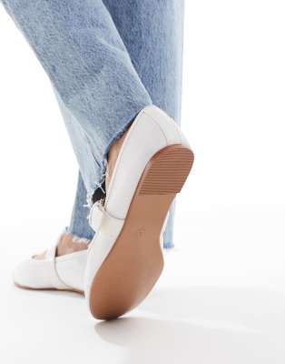 ASOS DESIGN Lou mary jane ballet flats in white