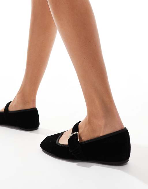 ASOS DESIGN Lou Mary Jane ballet in black velvet ASOS