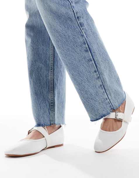 ASOS DESIGN Lou mary jane ballets in white - view 1