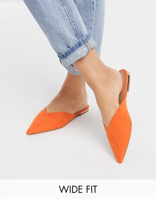 ASOS DESIGN - Lou - Mules pointues pointure large - Orange