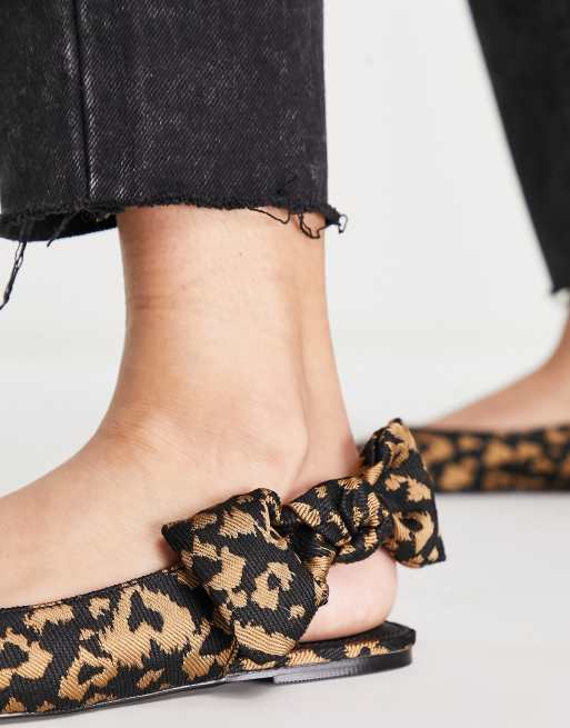 ASOS DESIGN Latch pointed ballet flats in leopard print