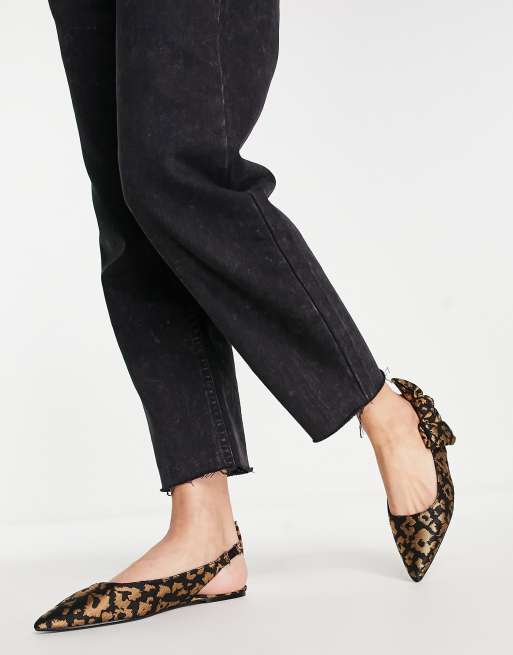 ASOS DESIGN - Louise - Slingback-ballerinaer med sløjfe og leopardprint