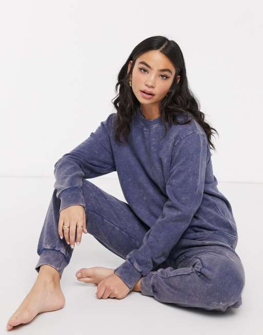 ASOS DESIGN lounge acid wash sweat jogger set ASOS