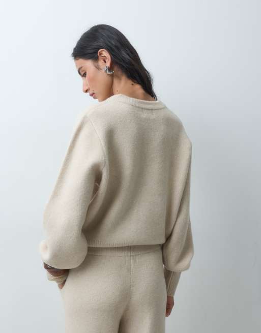 ASOS DESIGN lounge bomber jacket co-ord in oatmeal, 4 of 4