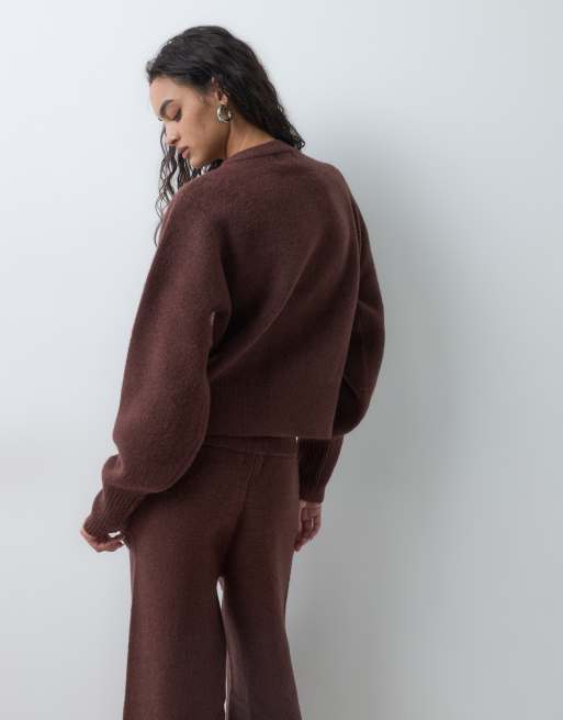 ASOS DESIGN lounge bomberjacka set i choklad, 5 av 5