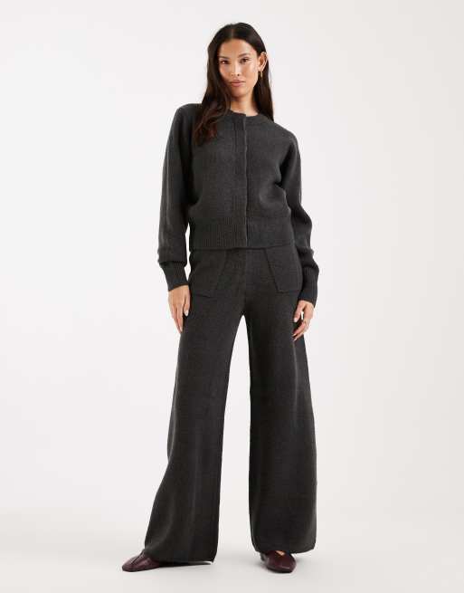 ASOS DESIGN – Lounge-Bomberjacke in Anthrazit mit verdeckter Knopfleiste, Kombiteil, 2 von 4