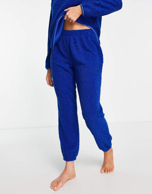 ASOS DESIGN lounge borg hoodie & jogger set in navy