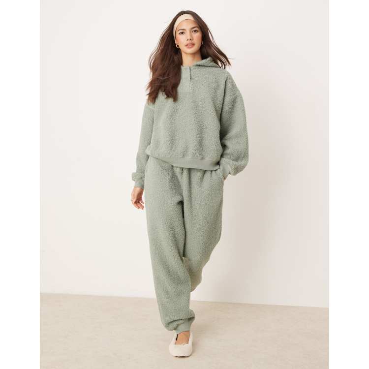 Hoodie And Jogger Set Womens ASOS DESIGN Lounge Borg Oversized - Main Image