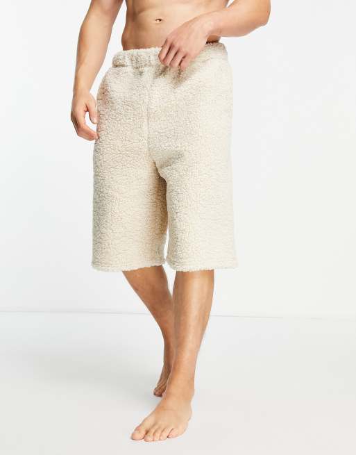 ASOS DESIGN lounge borg short in beige