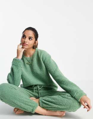 ASOS DESIGN mix & match knitted loungewear set in green