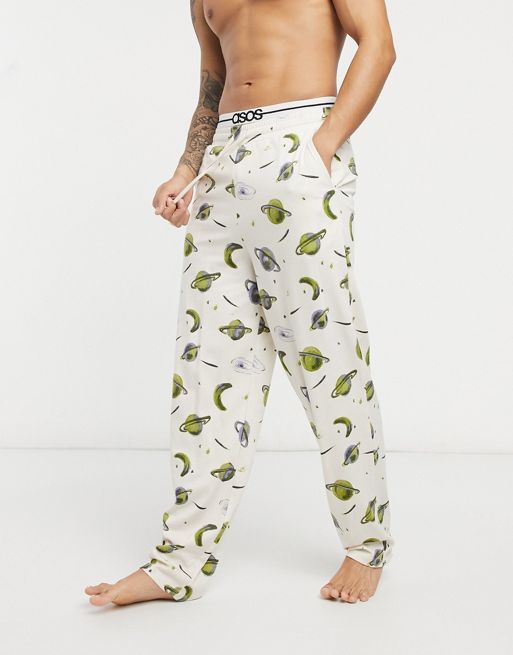 ASOS DESIGN lounge bottoms in beige with space print