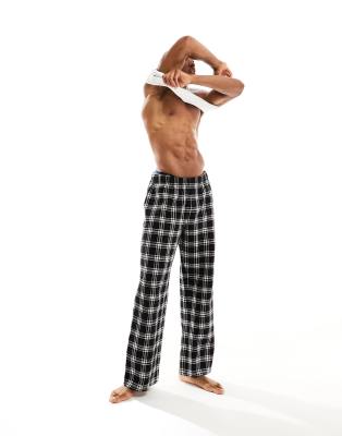 ASOS DESIGN lounge bottoms in black and white waffle check - ASOS Price Checker