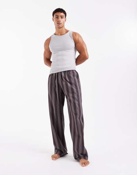 ASOS DESIGN lounge bottoms in brown woven stripes - view 1