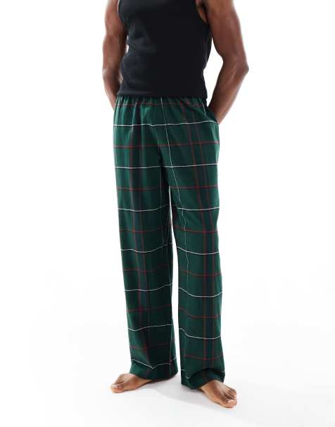 ASOS DESIGN lounge bottoms in green brushed check - view 1