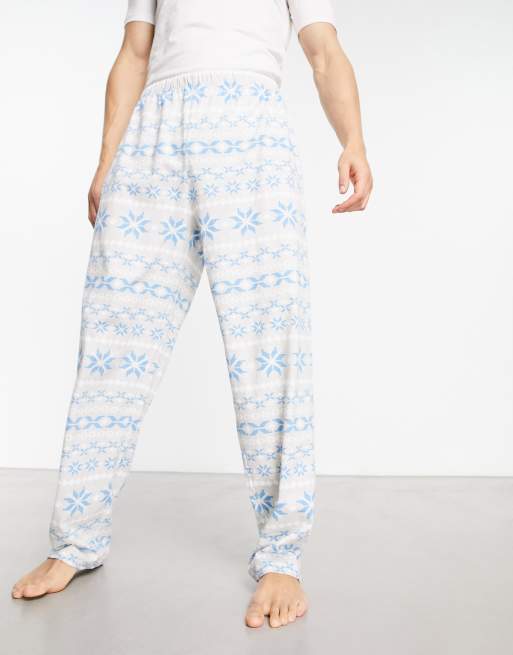 ASOS DESIGN lounge bottoms in grey and blue Christmas fair isle, 4 of 4
