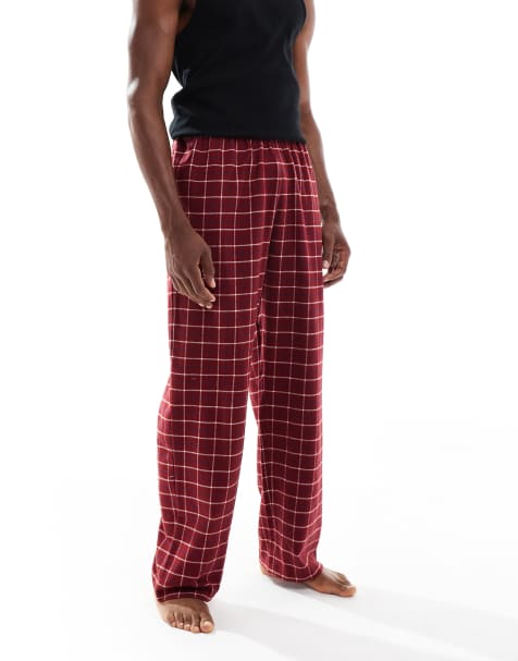 ASOS DESIGN lounge bottoms in red brushed check - view 1