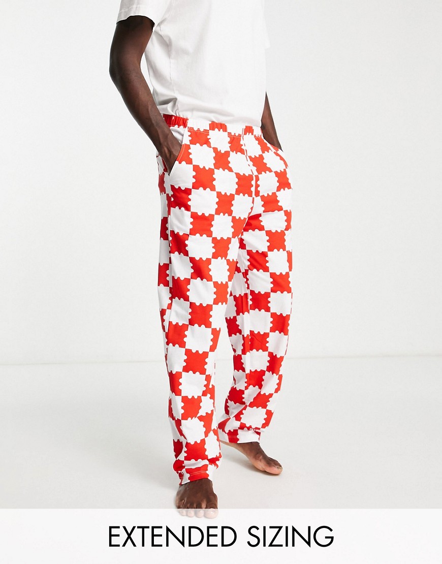 ASOS DESIGN lounge bottoms in red check print - part of a set