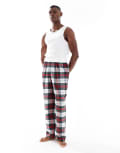 [ASOS DESIGN] ASOS DESIGN lounge bottoms in tartan red brushed check XS RED