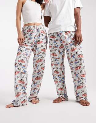 Asos Design Lounge Bottoms With Disney's Goofy Graphic In Gray