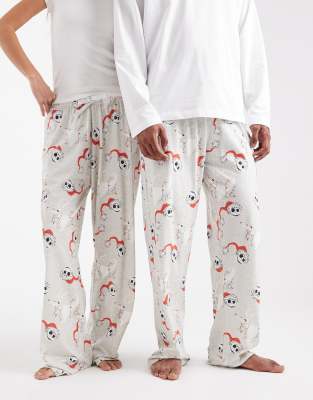 Asos Design Lounge Bottoms With Disney's Nightmare Before Christmas Graphic In White