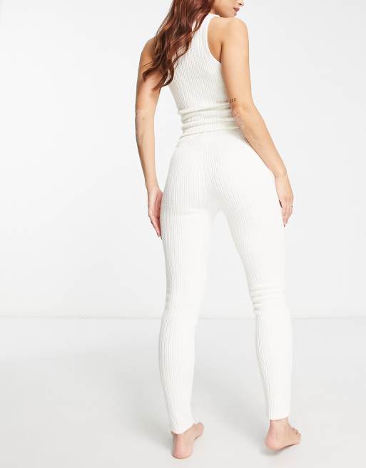 ASOS DESIGN lounge cable knit vest & legging set in cream | ASOS