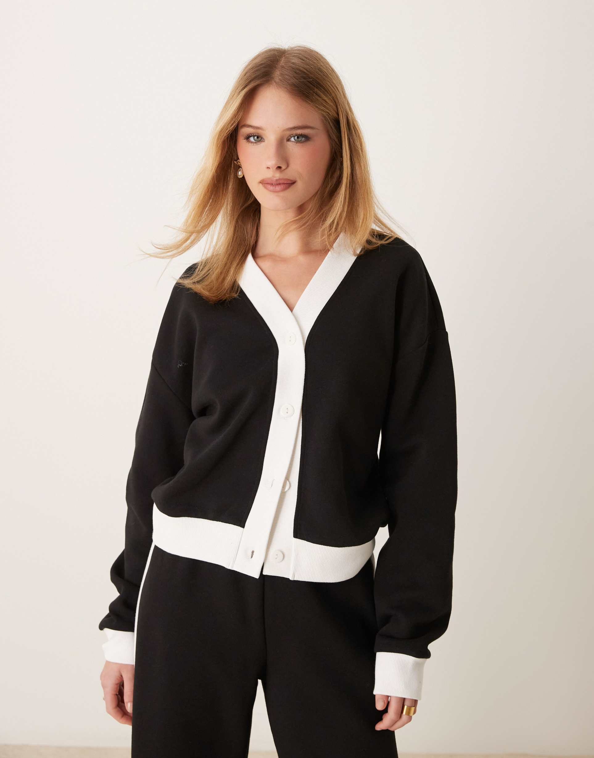 asos design lounge cardigan in black - part of a set
