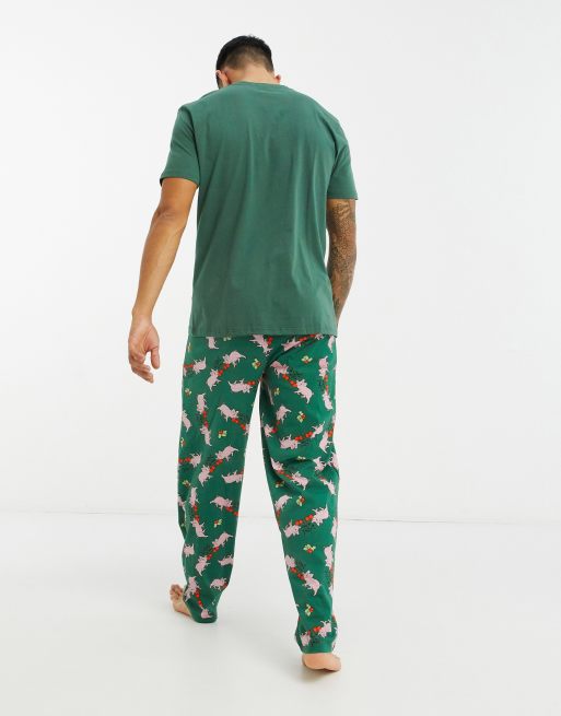 ASOS DESIGN lounge christmas t shirt and trousers pyjama set with cracker print