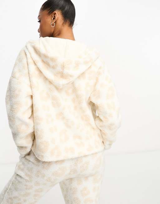 Cream borg faux fur hoodie store