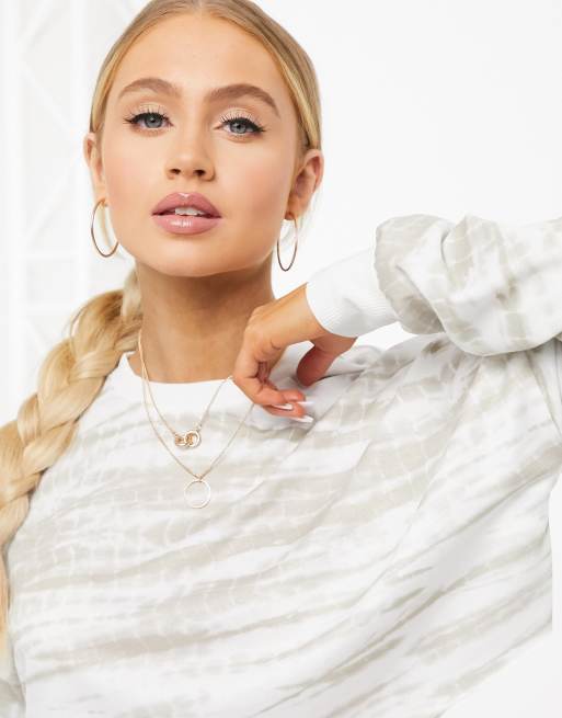 ASOS DESIGN lounge co-ord cropped loopback sweat in tonal tie dye, 3 of 4