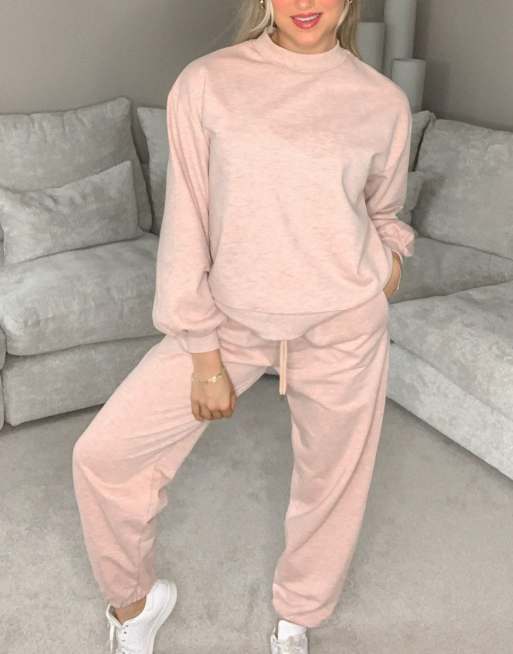 ASOS DESIGN lounge co-ord oversized trackies in peach overdyed marl, 4 of 4