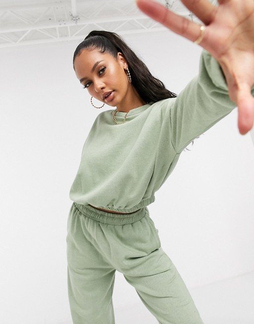 ASOS DESIGN lounge co-ord washed sweat in green