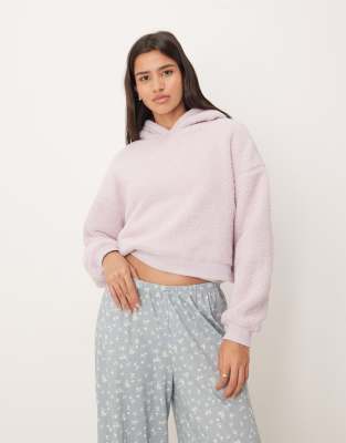 Asos Design Lounge Cuddle Cropped Hoodie In White