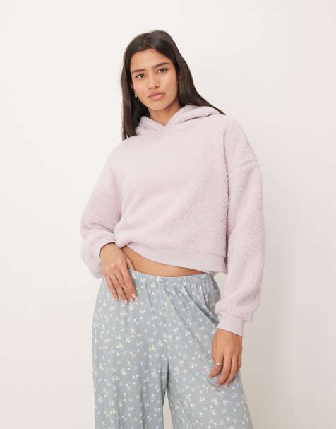 ASOS DESIGN lounge cuddle cropped hoodie in lilac - view 1