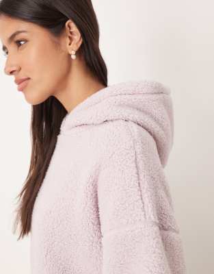 Asos Design Lounge Cuddle Cropped Hoodie In White