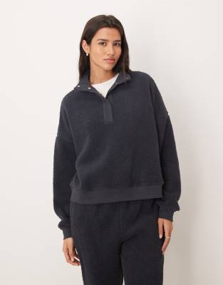 Asos Design Lounge Cuddle Funnel Neck Sweater In Black