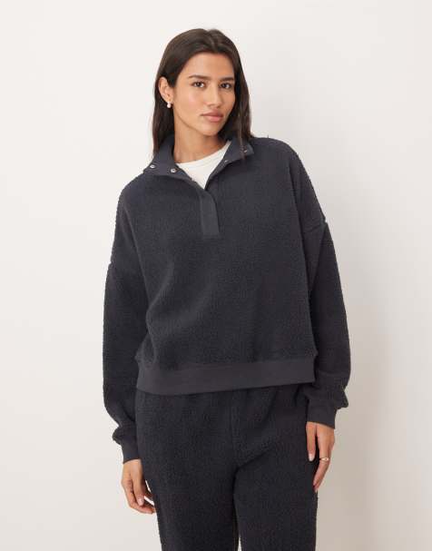 ASOS DESIGN lounge cuddle funnel neck sweater in inky blue - view 1