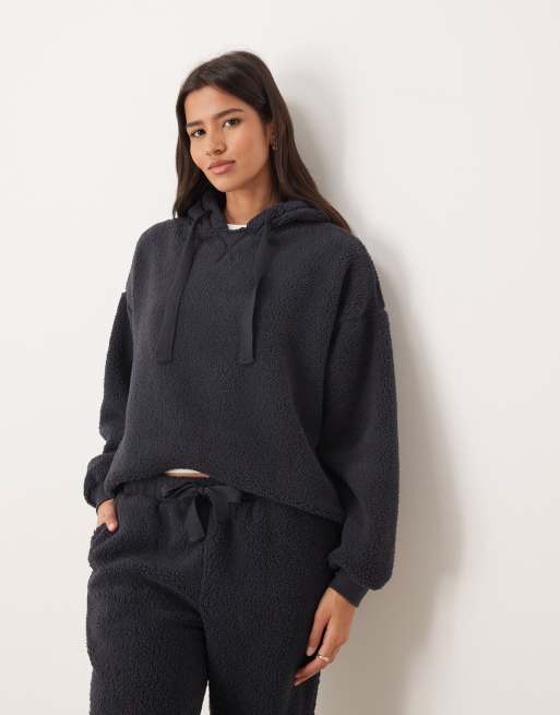ASOS DESIGN lounge cuddle oversized hoodie & jogger set in inky blue, 2 of 4