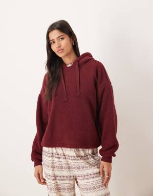 Asos Design Lounge Cuddly Oversized Hoodie In Burgundy