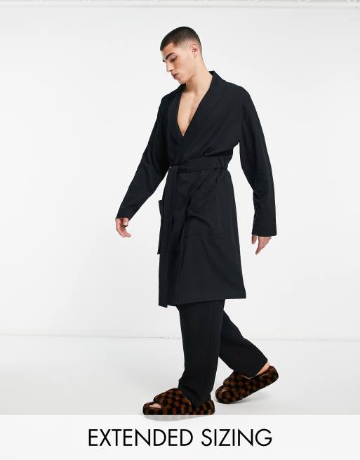 ASOS DESIGN lounge dressing gown in black jersey